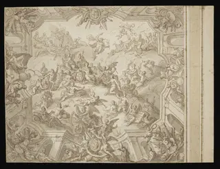 Preliminary design for the ceiling of the Upper Hall at Greenwich, by James, Sir Thornhill, 1707