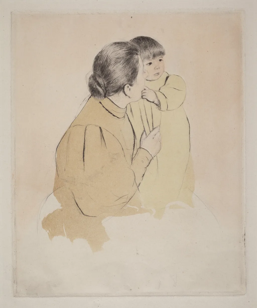 Peasant Mother and Child, by Mary Cassatt, ink, 1894