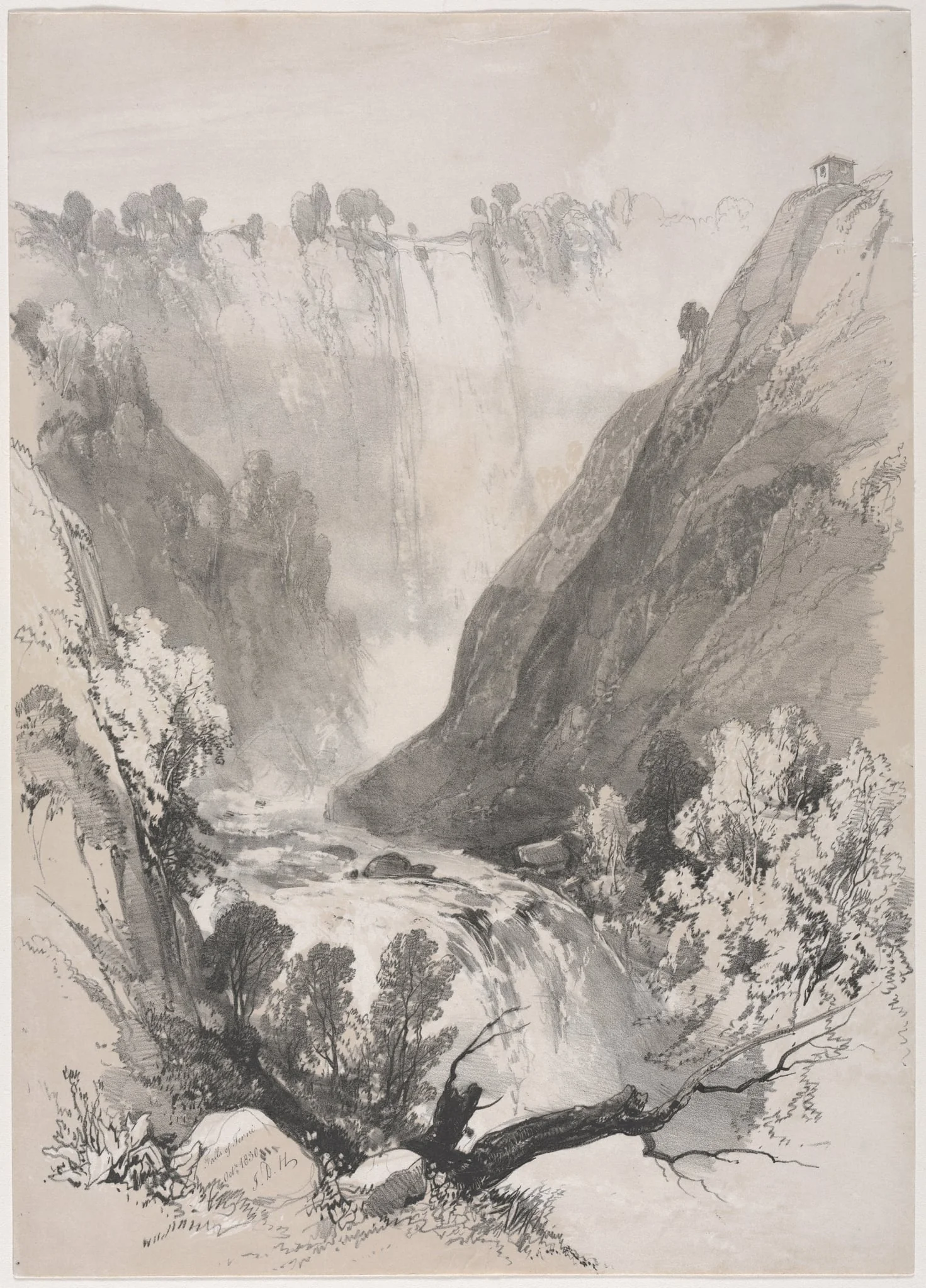 Sketches at Home and Abroad: Falls of Terni, detail