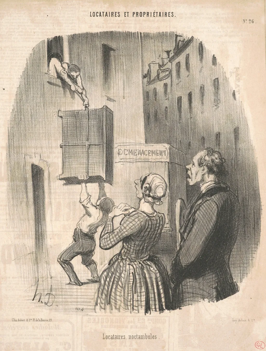 Locataires noctambules, by Honoré Daumier, ink, 1847