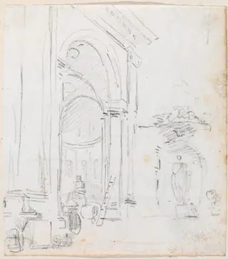 Monumental Arch, by Hubert Robert, chalk, 1760