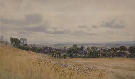 Rayleigh, Essex, by Alfred Pizzi Newton, watercolor, 1850