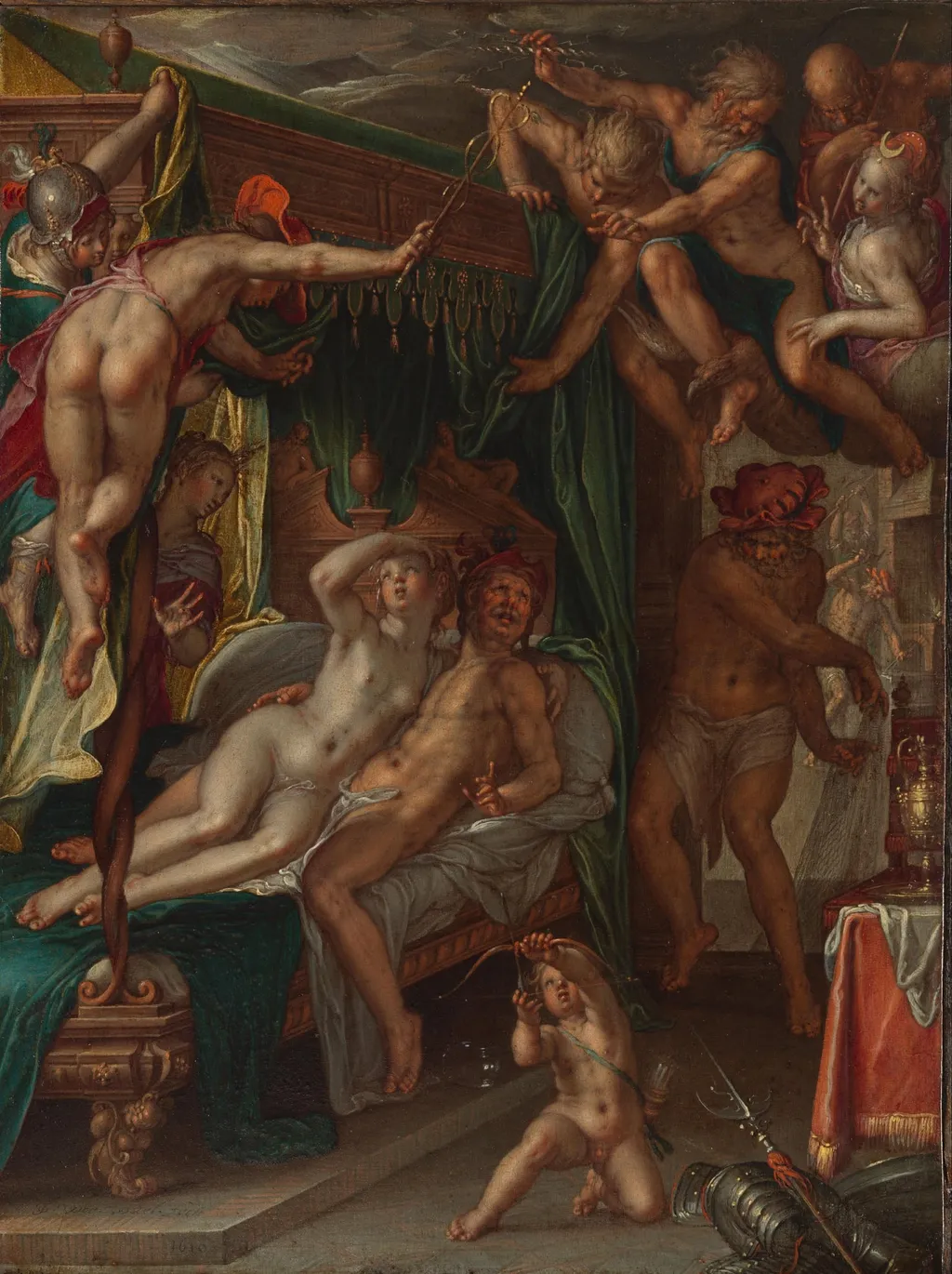 Mars and Venus Surprised by Vulcan, by Joachim Wtewael, unspecified, 1610