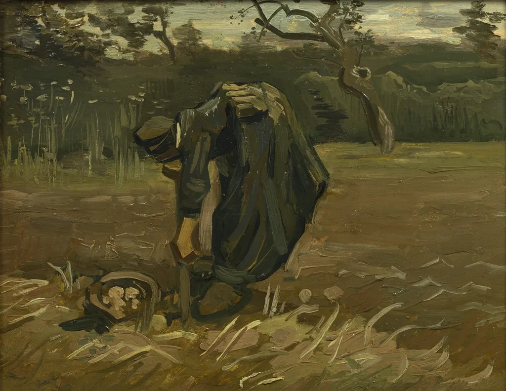 Peasant Woman Digging Up Potatoes, by Vincent van Gogh, oil