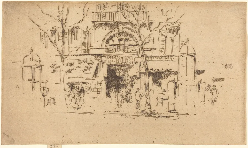 Passages de l'Opera, by James McNeill Whistler, ink, 1888