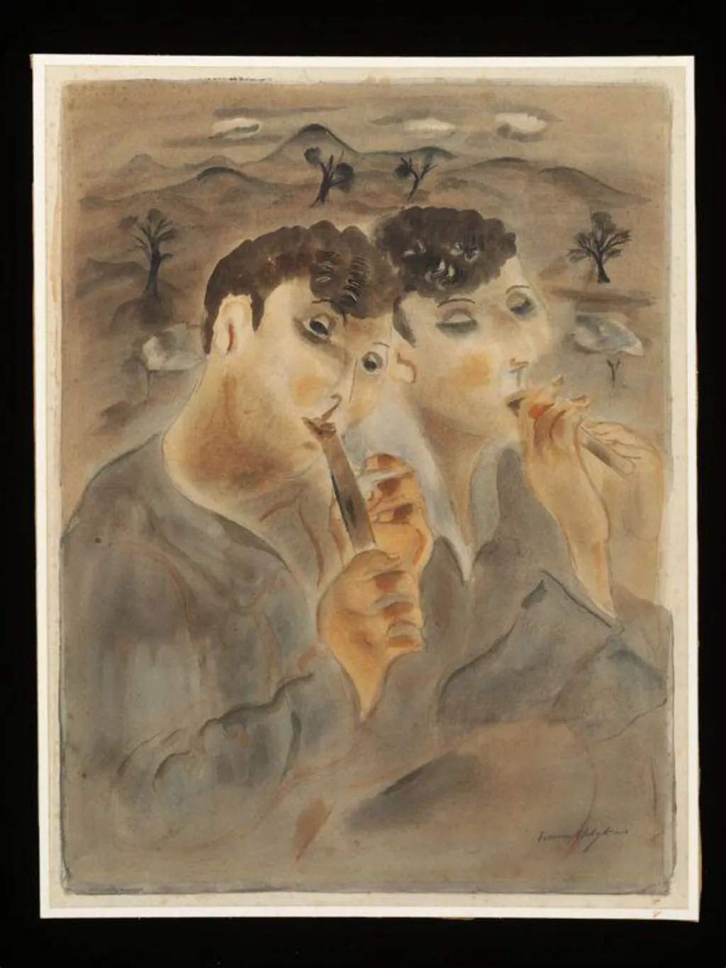 Two Sicilian Shepherds, by Frances Hodgkins, watercolor, 1933