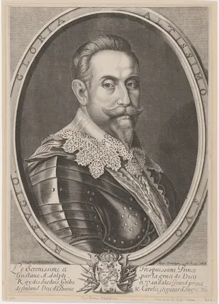 Gustavus Adolphus, by Michel Lasne, ink, 1632