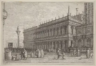 La libreria. V., by Canaletto, ink, 1742