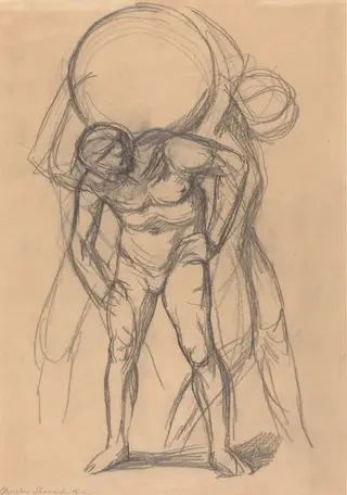 Study of Atlas, by Charles Haslewood Shannon, graphite, 1900