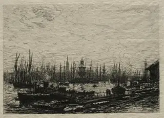 In the Bordeaux Harbor, by Maxime Lalanne, 1869