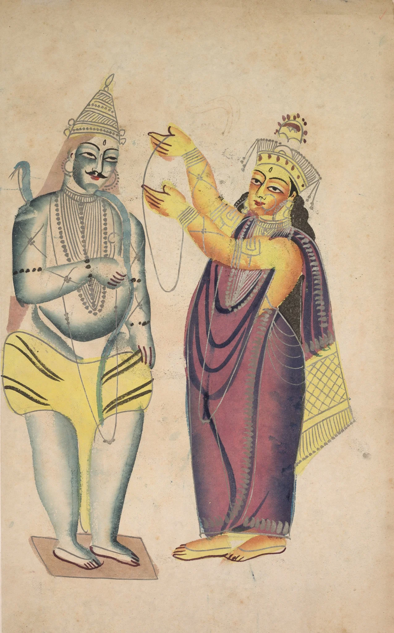 Parivati Placing a Wedding Garland on Shiva (verso), detail