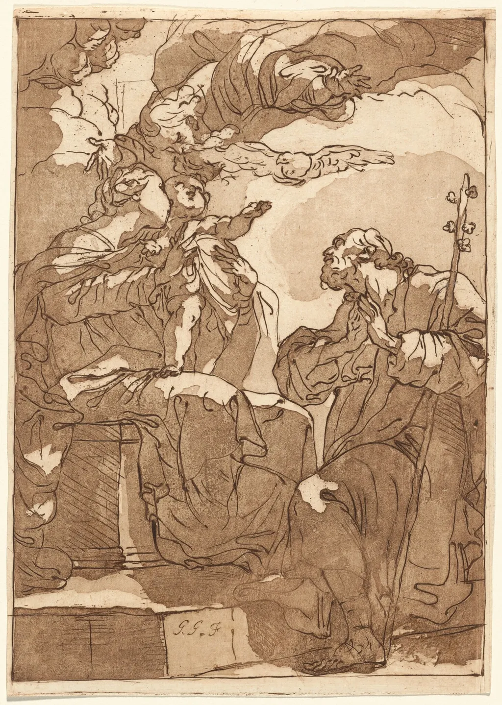 The Holy Family with God the Father, by Gaetano Gandolfi, ink, 1780