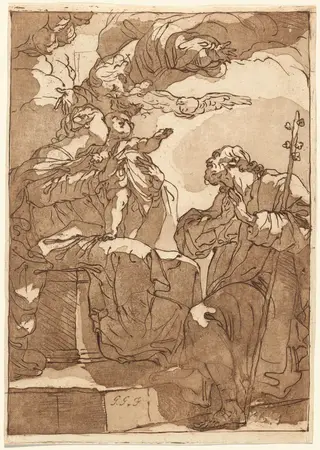 The Holy Family with God the Father, by Gaetano Gandolfi, ink, 1780