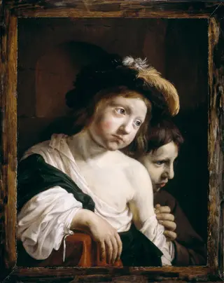 A Group of two Boys, by Jan de Bray, paint, 1651