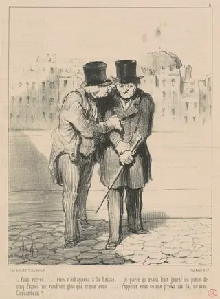 Vous verrez ... rien n'échappera a la baisse ..., by Honoré Daumier, ink, 1848