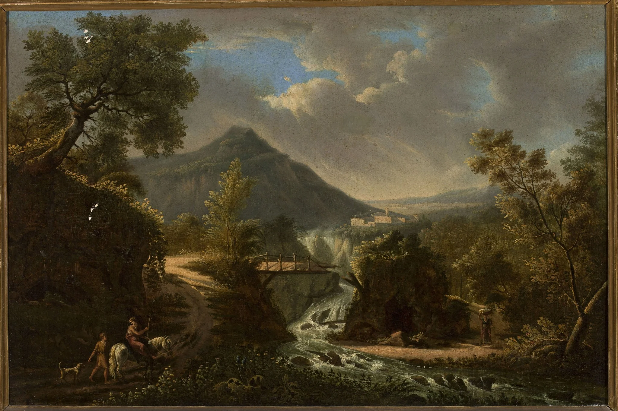 Italian landscape with a river and staffage, detail