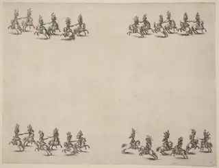 Cavaliers Fighting with Swords, by Stefano Della Bella, ink, 1652