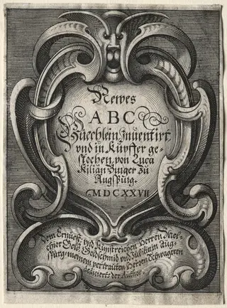 New ABC Booklet:  Title Page, by Lucas Kilian, 1627