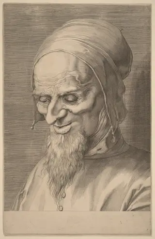 Head of an Apostle with Beard and Cap, by Aegidius Sadeler II, ink, 1597
