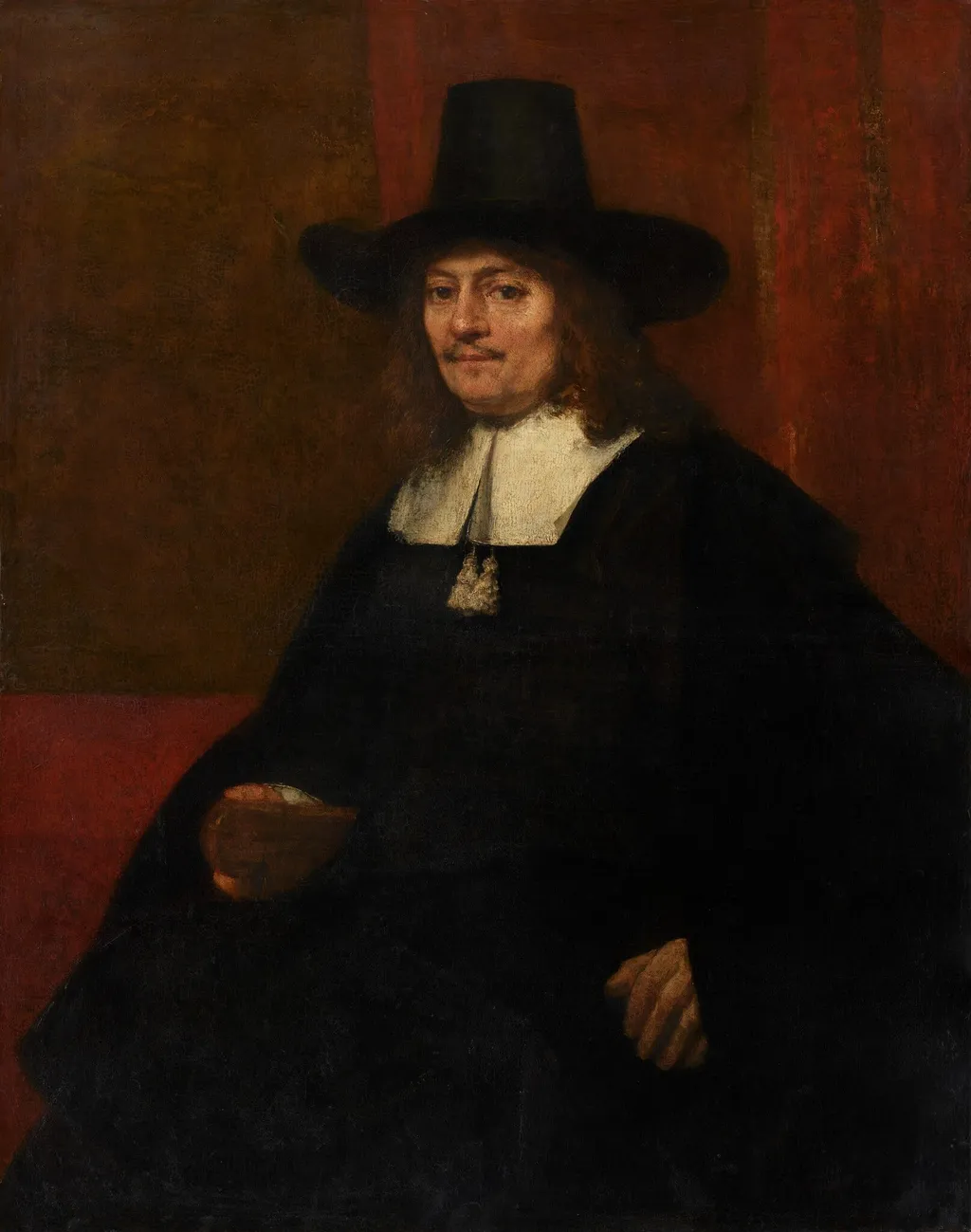 Portrait of a Man in a Tall Hat, by Rembrandt van Rijn, oil, 1663