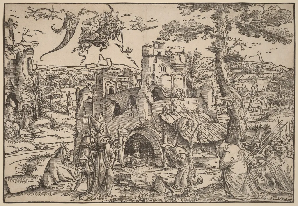 The Temptation of Saint Anthony, by Jan Wellens de Cock, ink, 1522