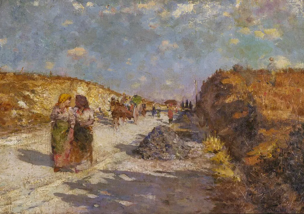Market day, Rome, by Girolamo P. Nerli, oil, 1890