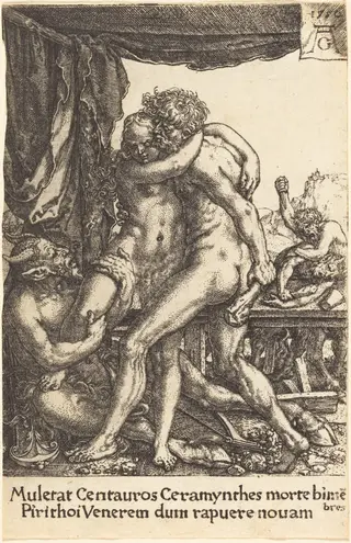 Hercules Preventing the Centaurs from the Rape of Hippodamia, by Heinrich Aldegrever, 1550