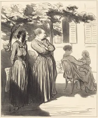Voila une femme qui, a l'heure solennelle..., by Honoré Daumier, ink, 1848