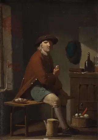 A Man Smoking His Pipe, by Peter Cramer, oil, 1761