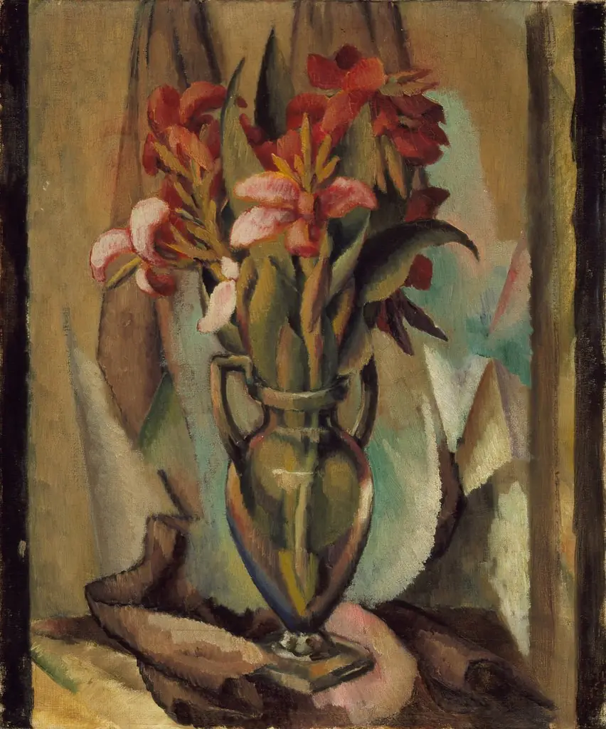 Flowers in a Handled Vase, by Edward Middleton Manigault, unspecified, 1920