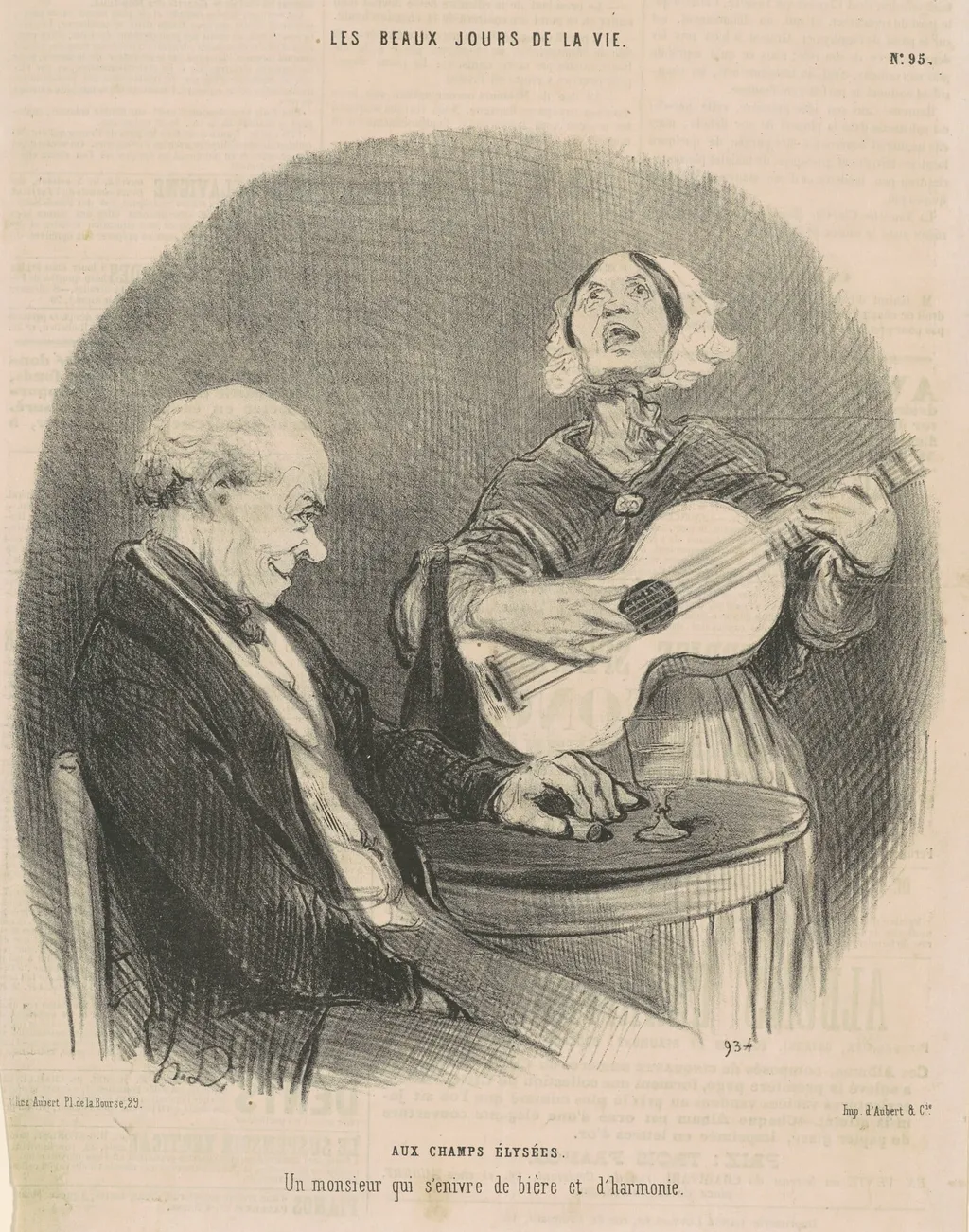 Aux Champs-Elysées, by Honoré Daumier, ink, 1846