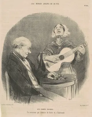 Aux Champs-Elysées, by Honoré Daumier, ink, 1846