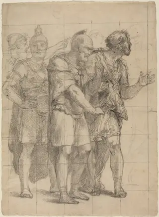 Four Standing Warriors, by Pietro Fancelli, chalk, 1820