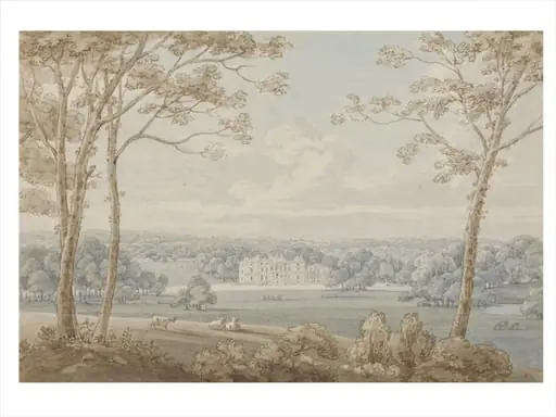 Sandbeck Park, Yorkshire, by Thomas Sunderland, watercolor, 1790