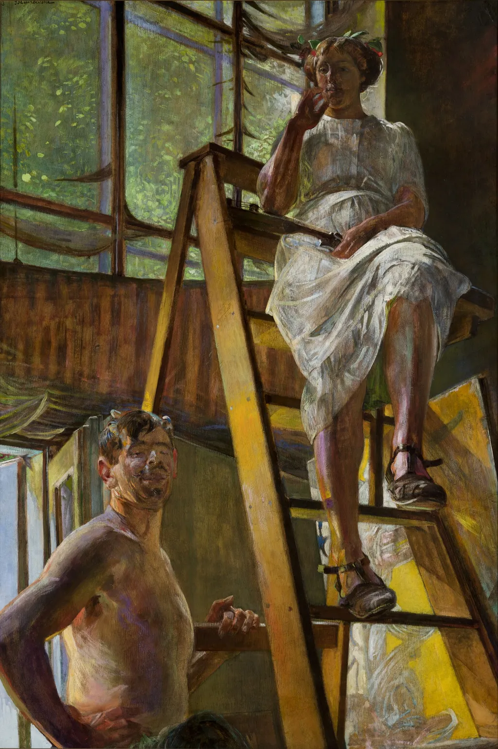 Satyr and a Model, by Jacek Malczewski, oil, 1913