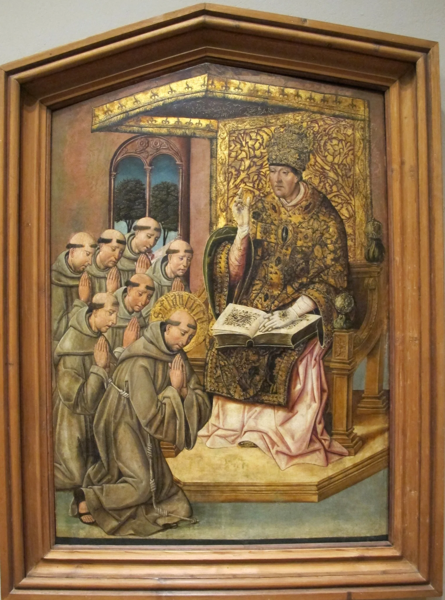 papa onorio III approva la regola francescana, detail