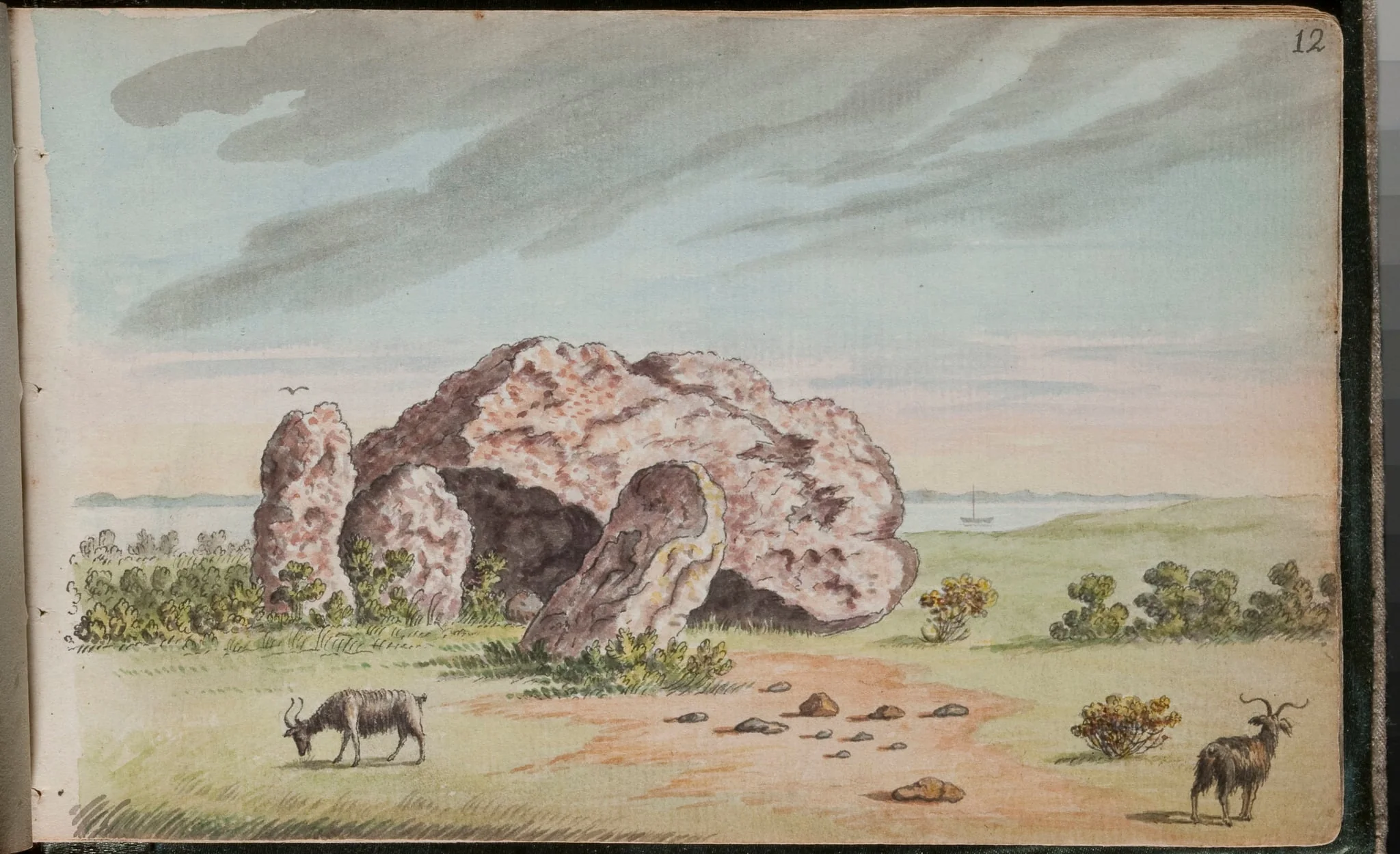 View of a cromliach [cromlech], call'd Fan-mac-cools Quoit at Howht [sic] 8 miles from Dublin [...], detail