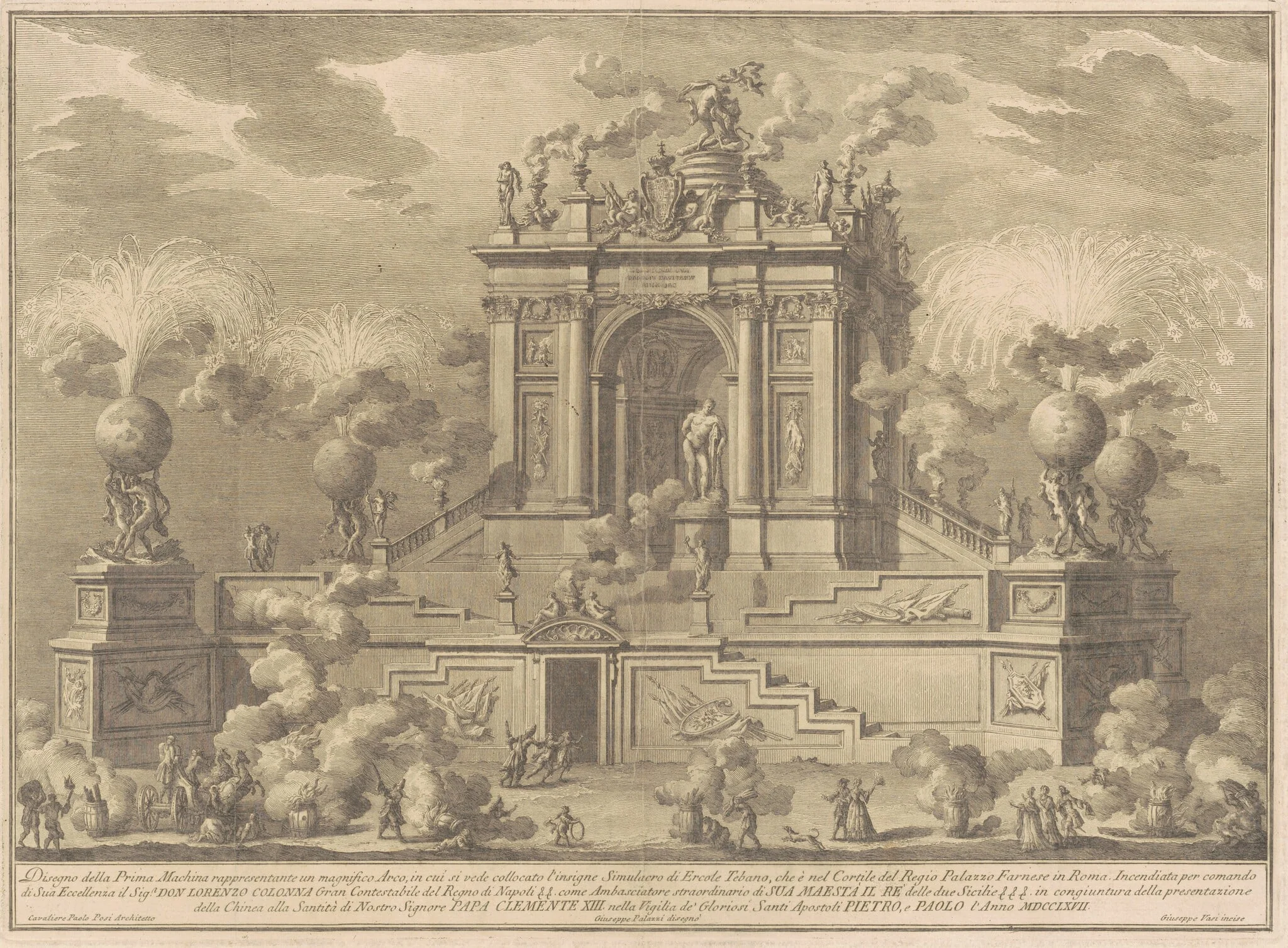 The Prima Macchina for the Chinea of 1767: A Triumphal Arch with the Farnese Hercules, detail