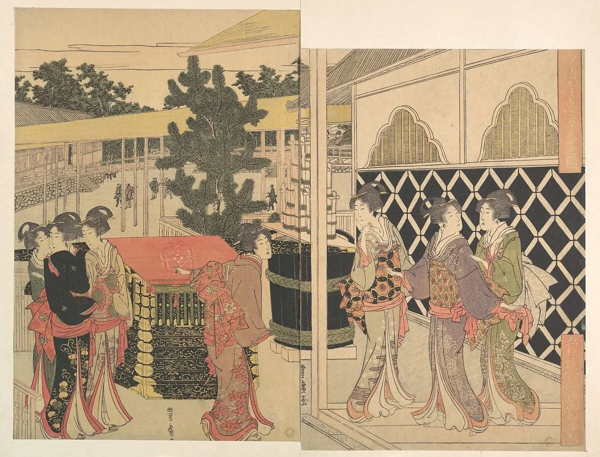 Horinouchi Myōhōji Eho Mairi no Zu|Pilgrimage to Myōhōji in Horinouchi, Edo, detail