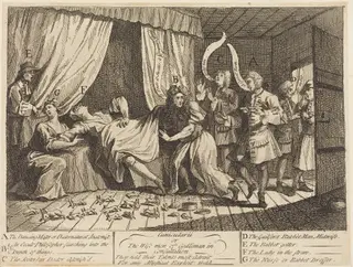 Cunicularii, or The Wise Men of Godliman in Consultation, by William Hogarth, ink, 1726