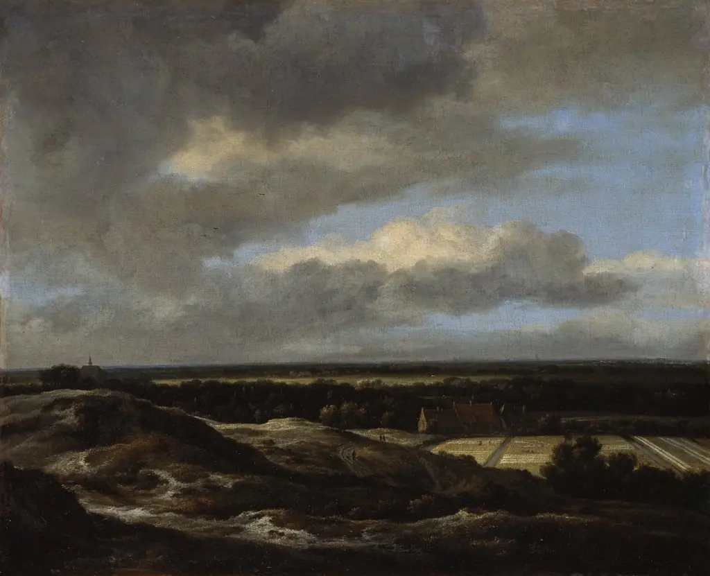 Dunes and bleaching fields, by Jacob van Ruisdael, oil, 1668