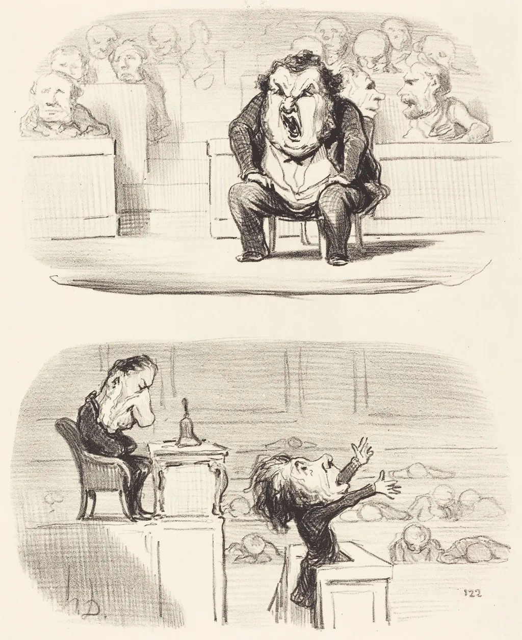Quand un orateur ennuyeux monte a la tribune, by Honoré Daumier, ink, 1850