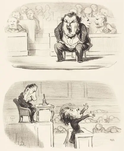 Quand un orateur ennuyeux monte a la tribune, by Honoré Daumier, ink, 1850