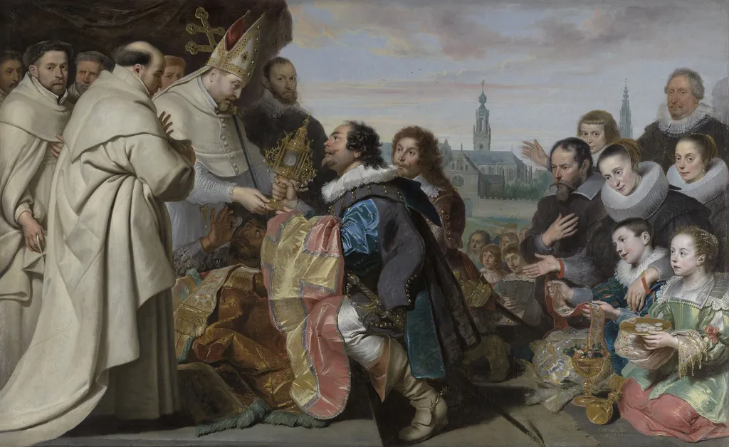 The Citizens of Antwerp bring back to Saint Norbert the Monstrance and other Sacred Vessels that they had hidden from Tankelin, by Cornelis de Vos, oil, 1630