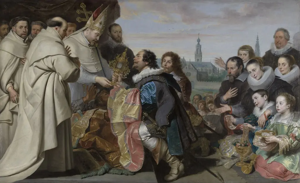 The Citizens of Antwerp bring back to Saint Norbert the Monstrance and other Sacred Vessels that they had hidden from Tankelin, by Cornelis de Vos, oil, 1630