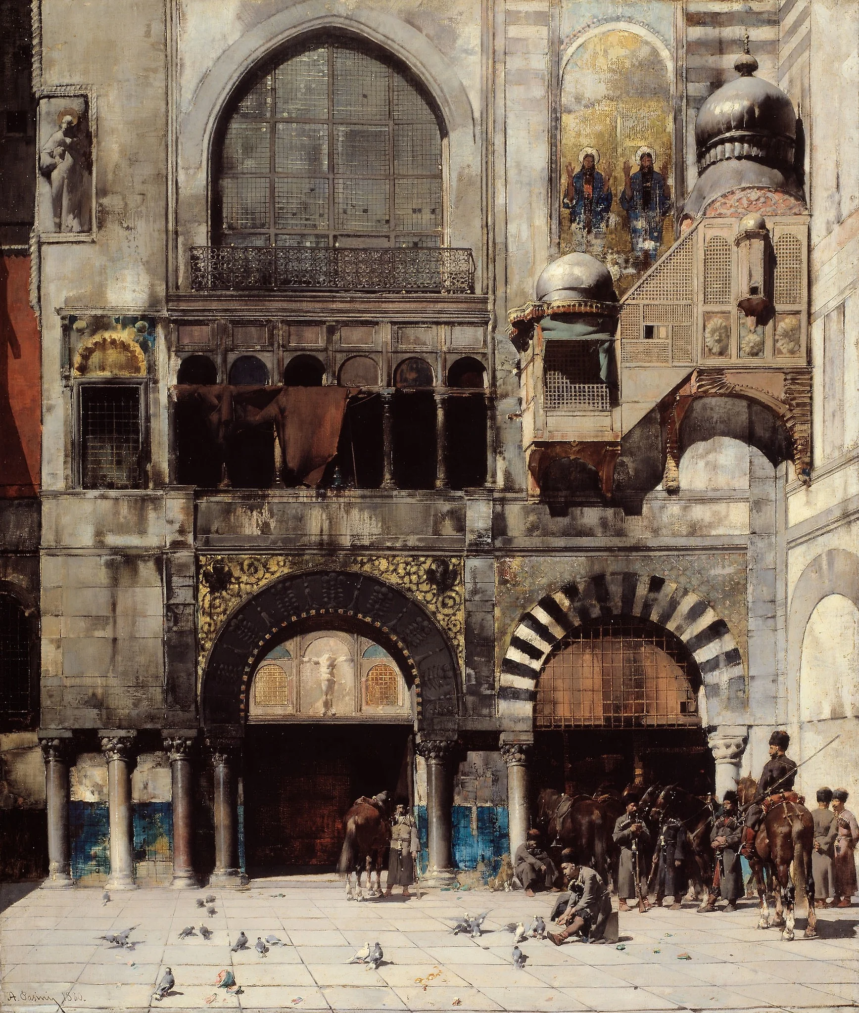 Circassian Cavalry Awaiting their Commanding Officer at the Door of a Byzantine Monument; Memory of the Orient, detail