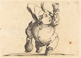 The Drinker, Front View, by Jacques Callot, ink, 1622