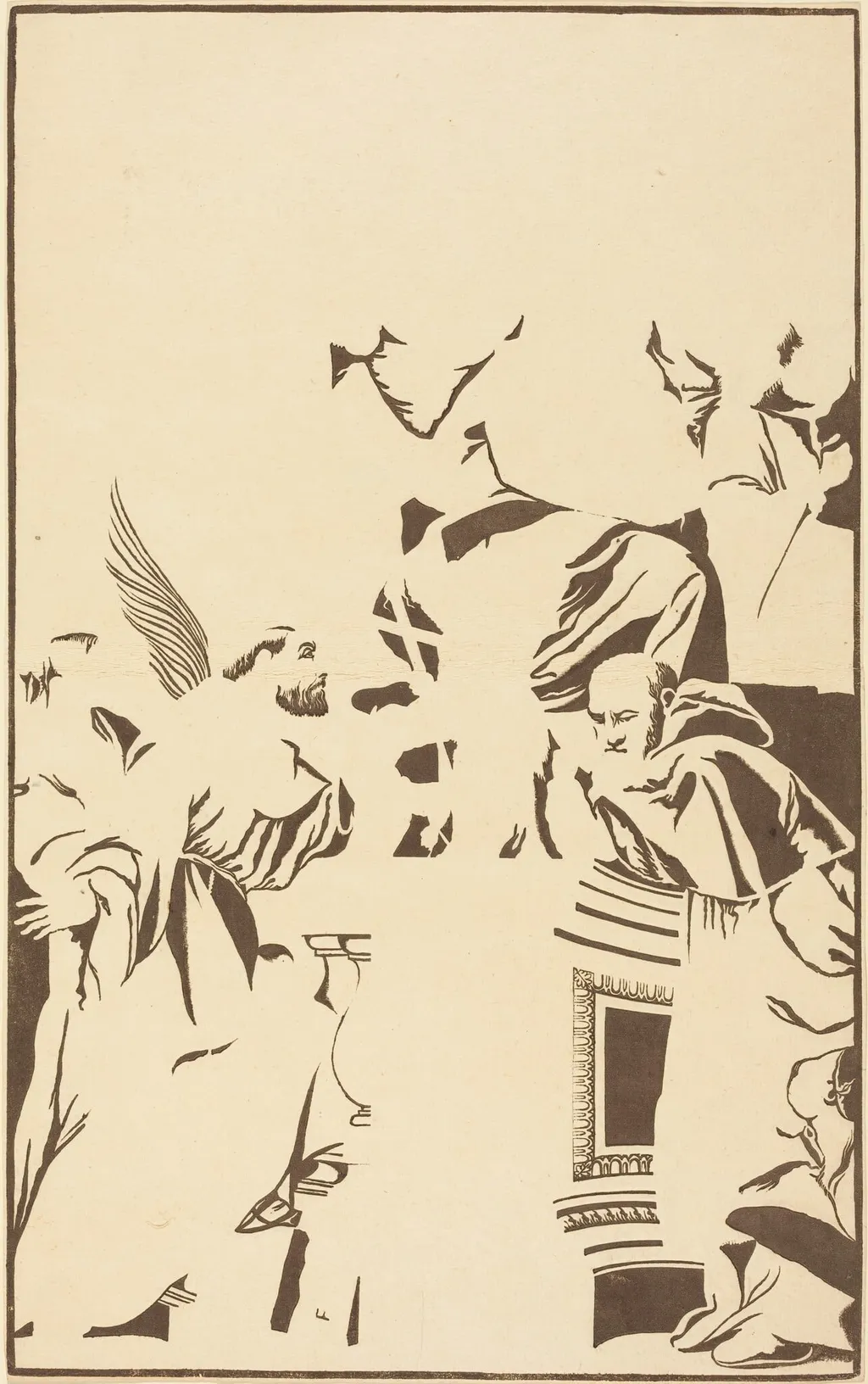 Holy Family and Four Saints, by John Baptist Jackson, ink, 1739