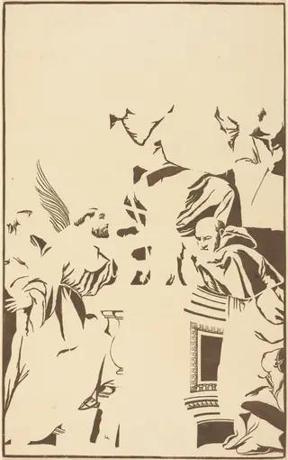 Holy Family and Four Saints, by John Baptist Jackson, ink, 1739