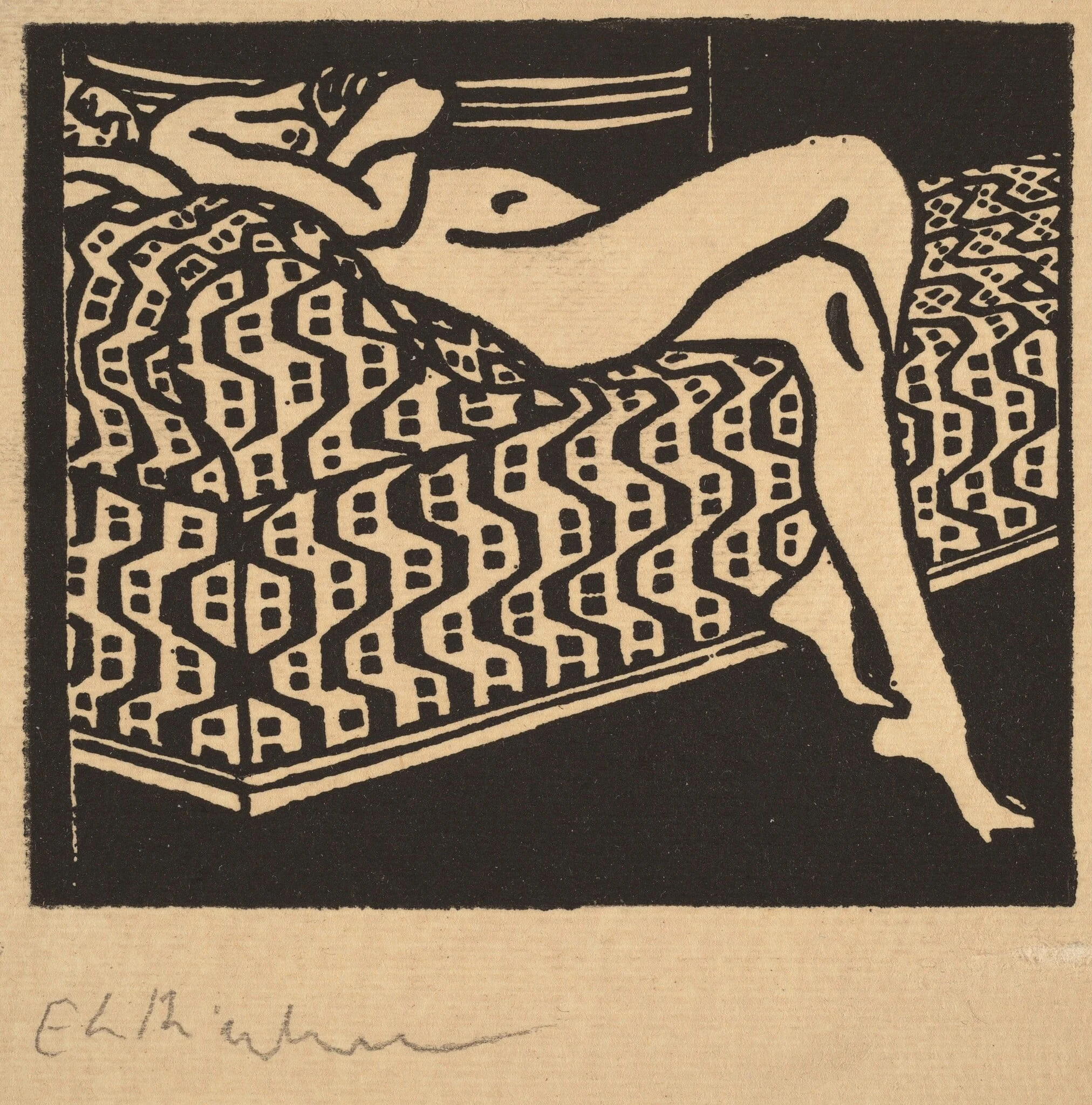 Nude Girl Lying on a Sofa, detail